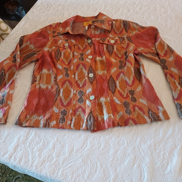 Ruby Rd. Rayon/Poly/Linen Blend Jacket in a Crinkled Lightweight Jean Jkt Style. - Picture 15 of 16